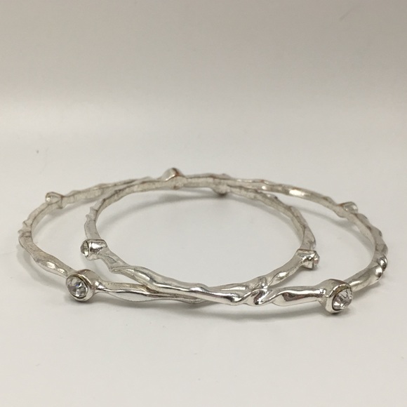 Jewelry - 2 set silver tone crystal bangle bracelet